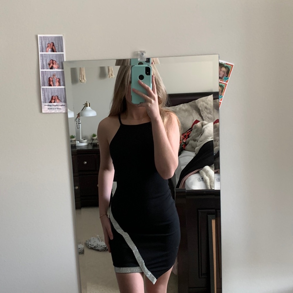 Macys size xs short black bedazzled dress